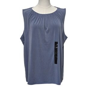 Banana Republic Tank Top Womens XL Blue‎ Sleeveless Blouse Stretch Polyester New
